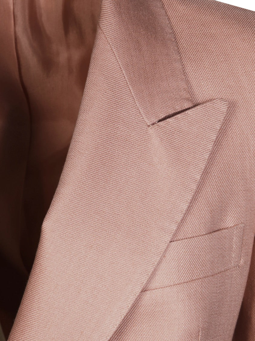 Tagliatore Double-Breasted Linen Blazer With Central Vent