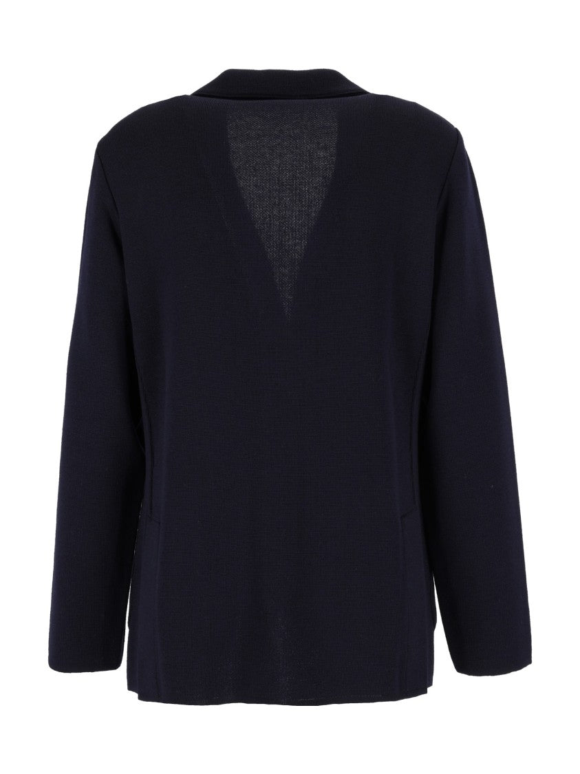 Lardini Navy Wool Tailored Knit Blazer