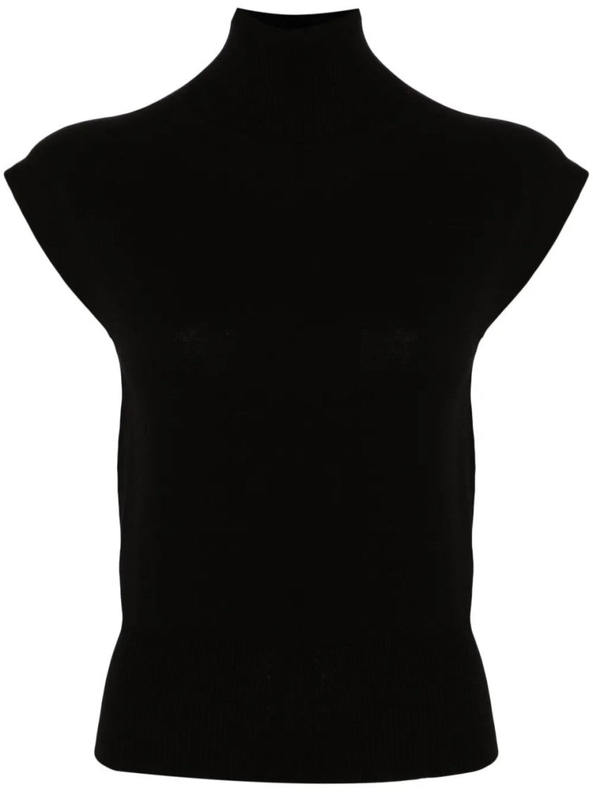 Rick Owens Fitted Black Blouse With High Neck