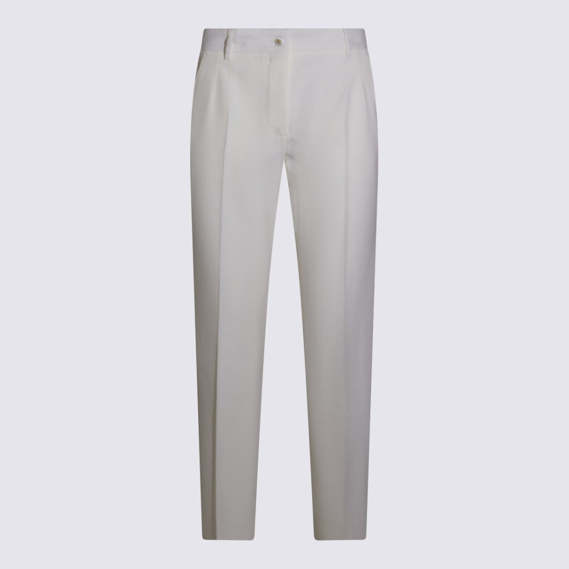 Dolce & Gabbana White Wool Straight-Leg Pants