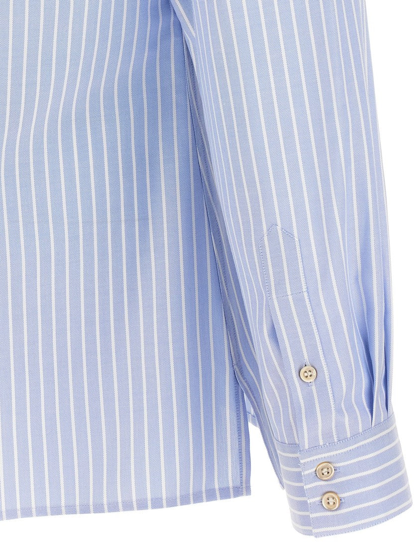 Valentino Garavani Striped Oxford Shirt With Mandarin Collar