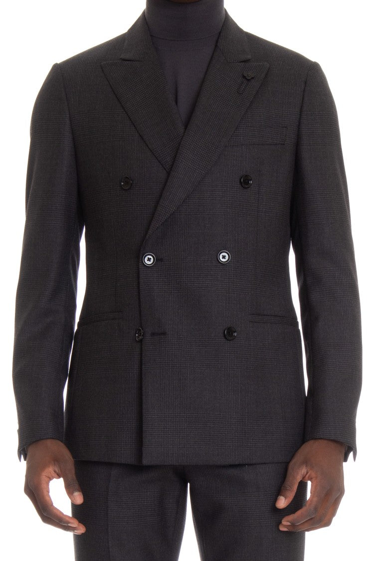 Lardini Double-Breasted Wool Check Suit