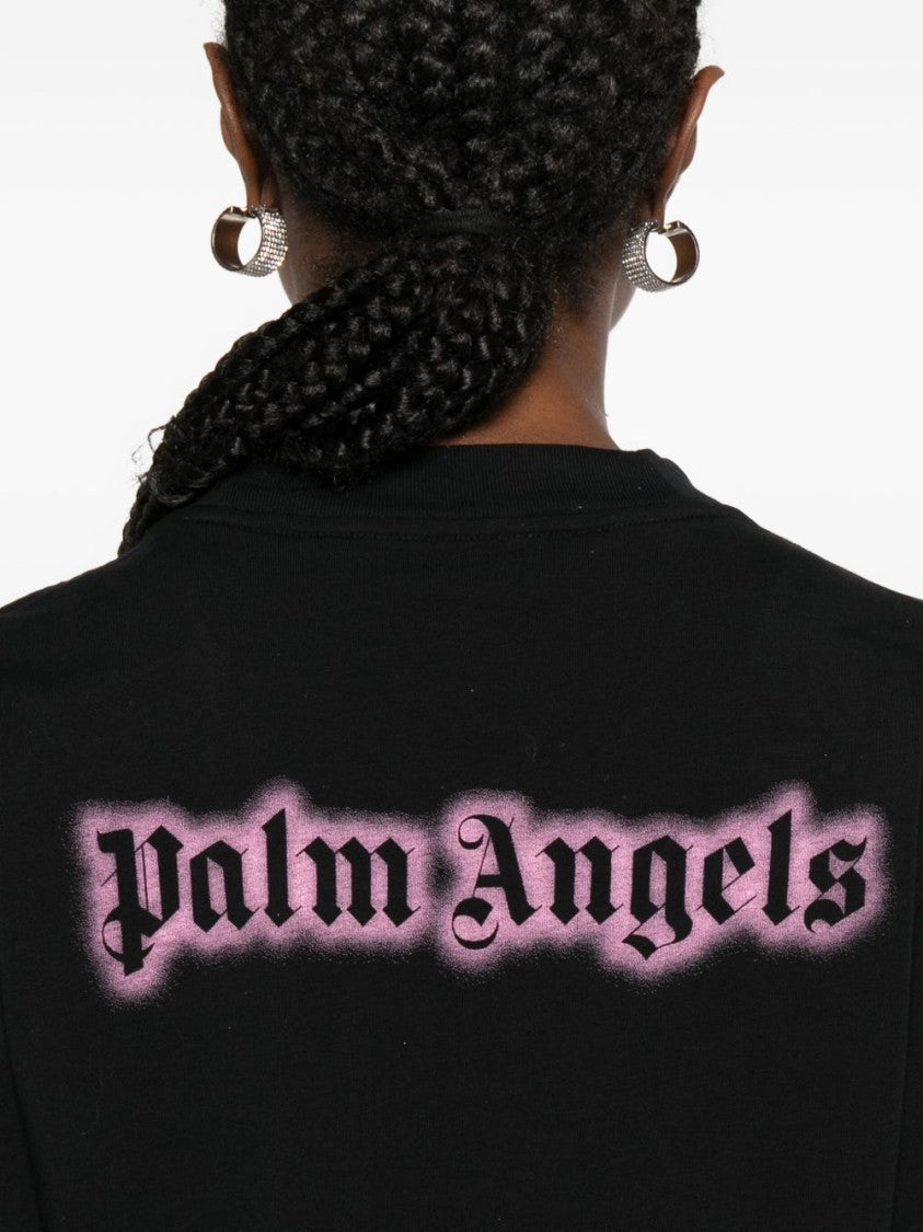 Palm Angels Cropped Black T-Shirt