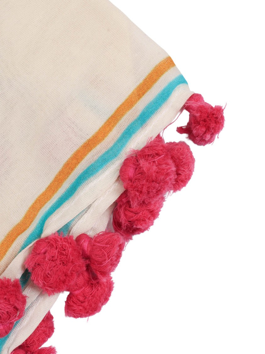 Faliero Sarti Simpaty Floral Pom Pom Scarf