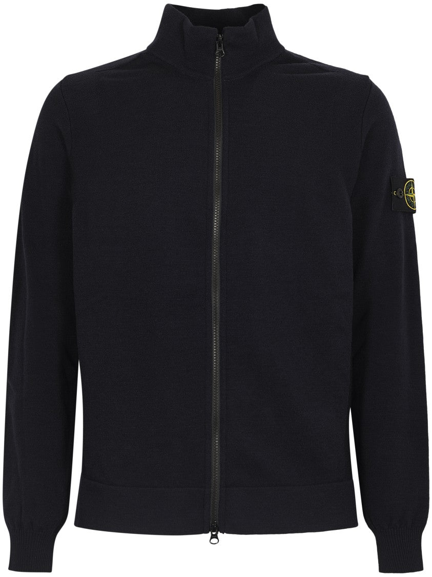 Stone Island Full Zip High Collar Knit Sweater
