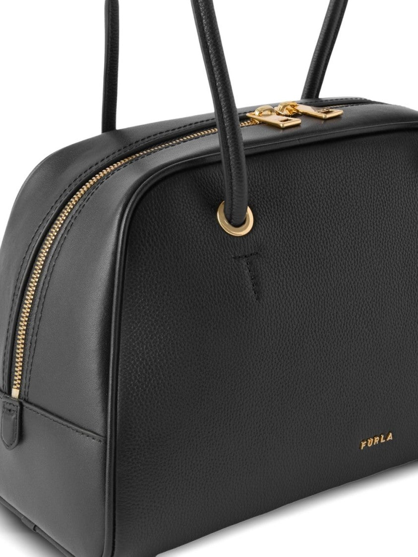 Furla Black Poppy Dome M Leather Handbag