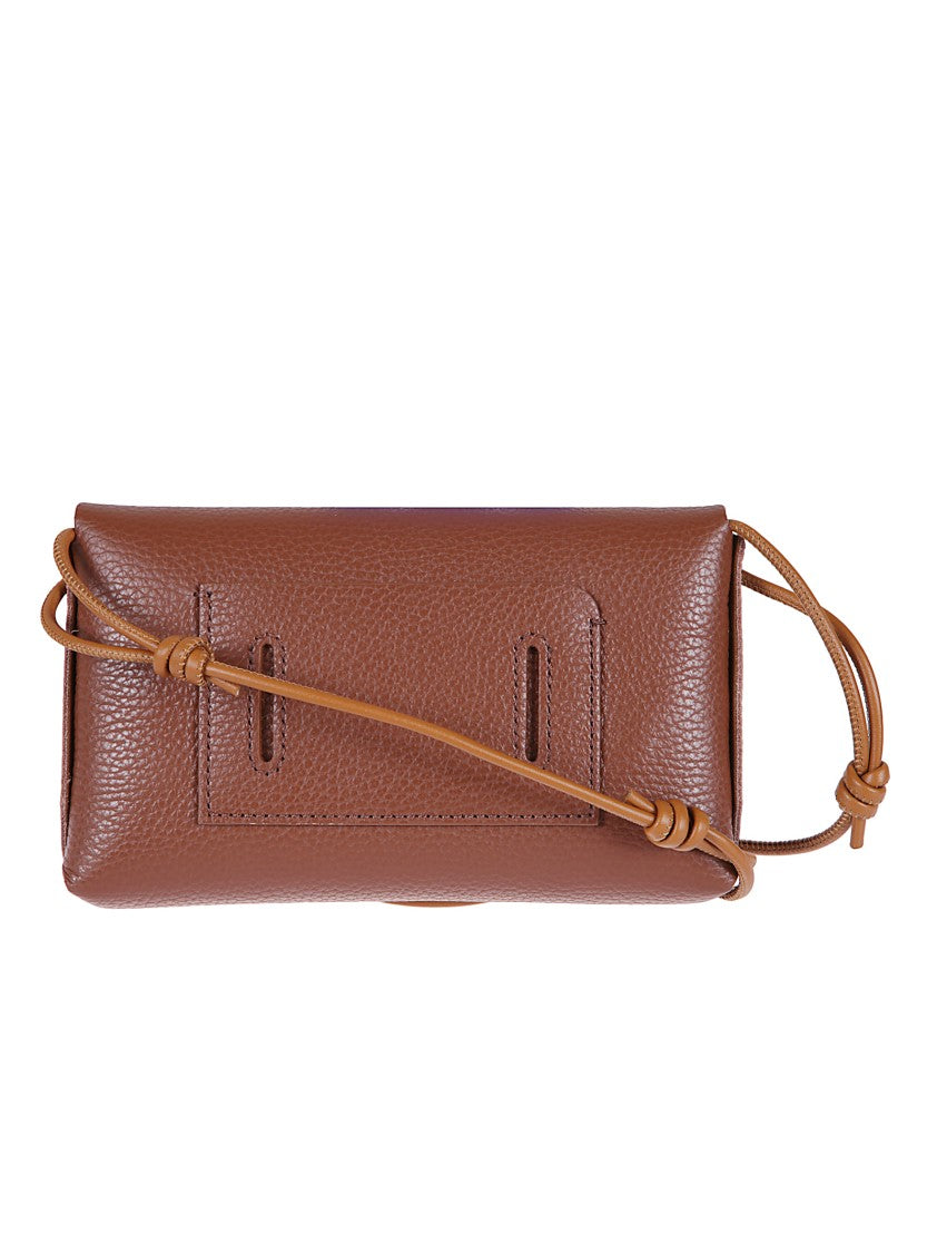 Zanellato Canaletto Brown Hammered Leather Clutch With Twist Lock Closure