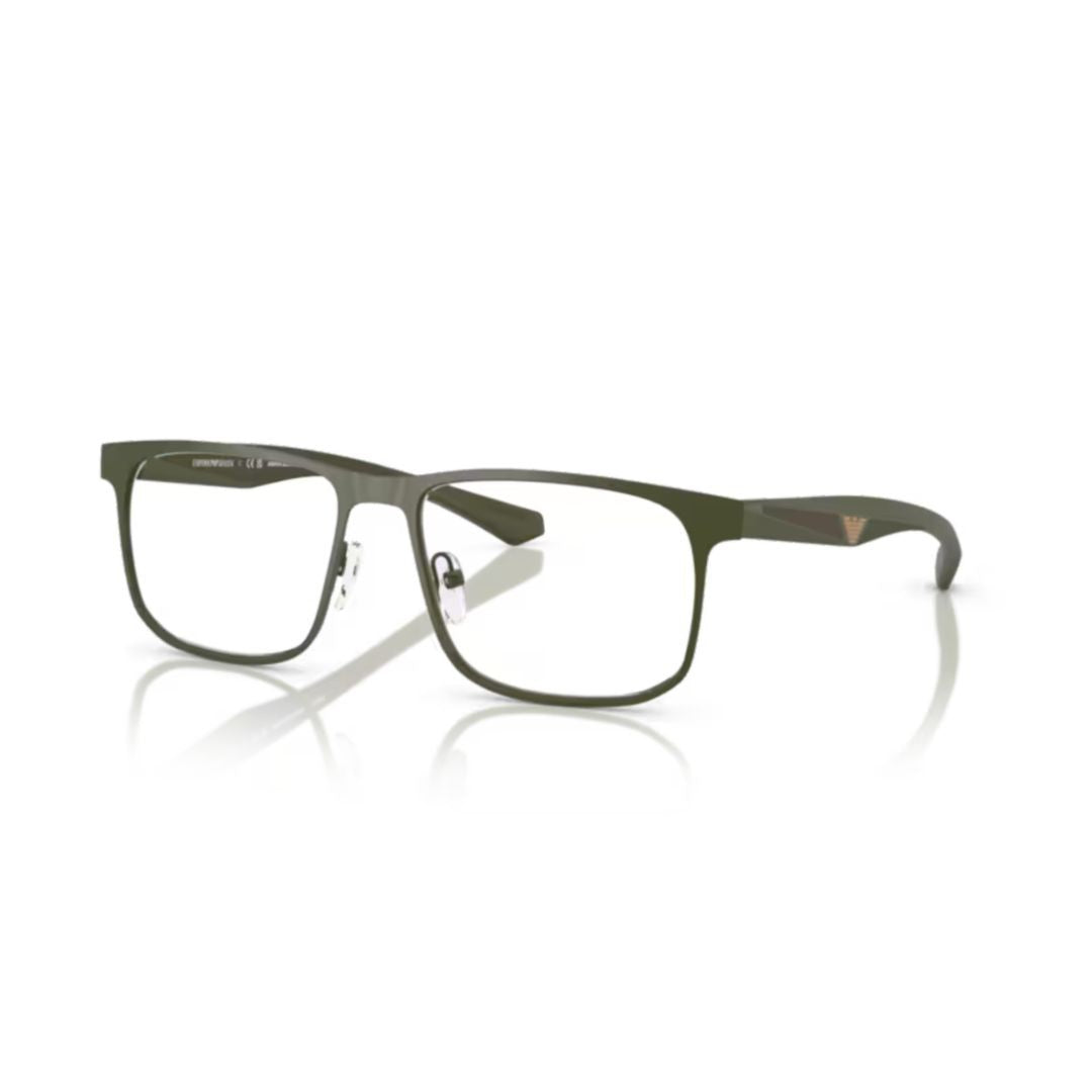 Emporio Armani 0Ea1163 Rectangular Metal Frame Eyeglasses With Adjustable Nose Pads