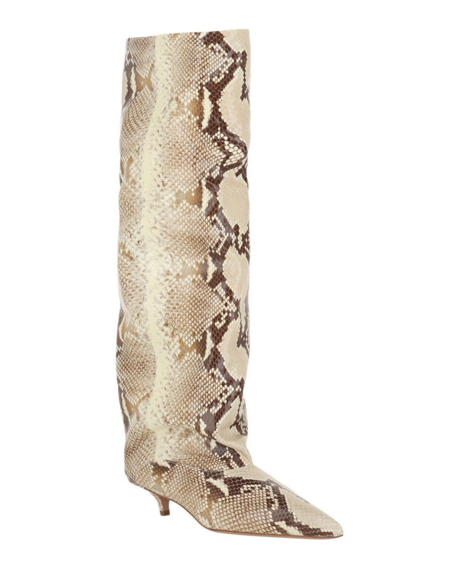 Paris Texas Ines Printed Python Knee-High Boots