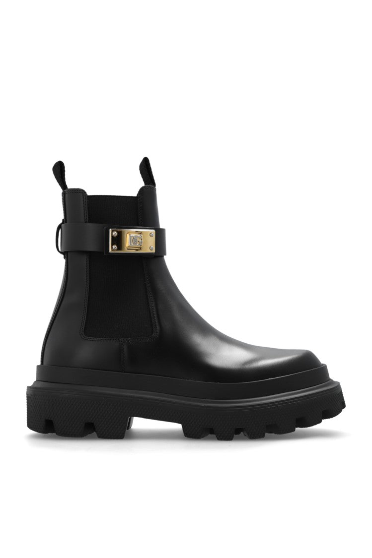 Dolce & Gabbana Black Calf Leather Chelsea Boots