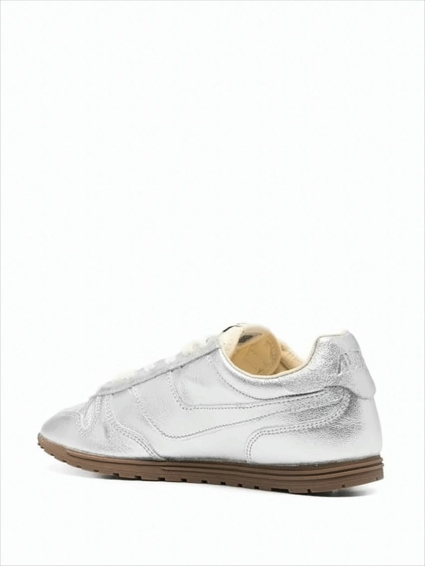 Autry Metallic Silver Leather Low-Profile Sneakers