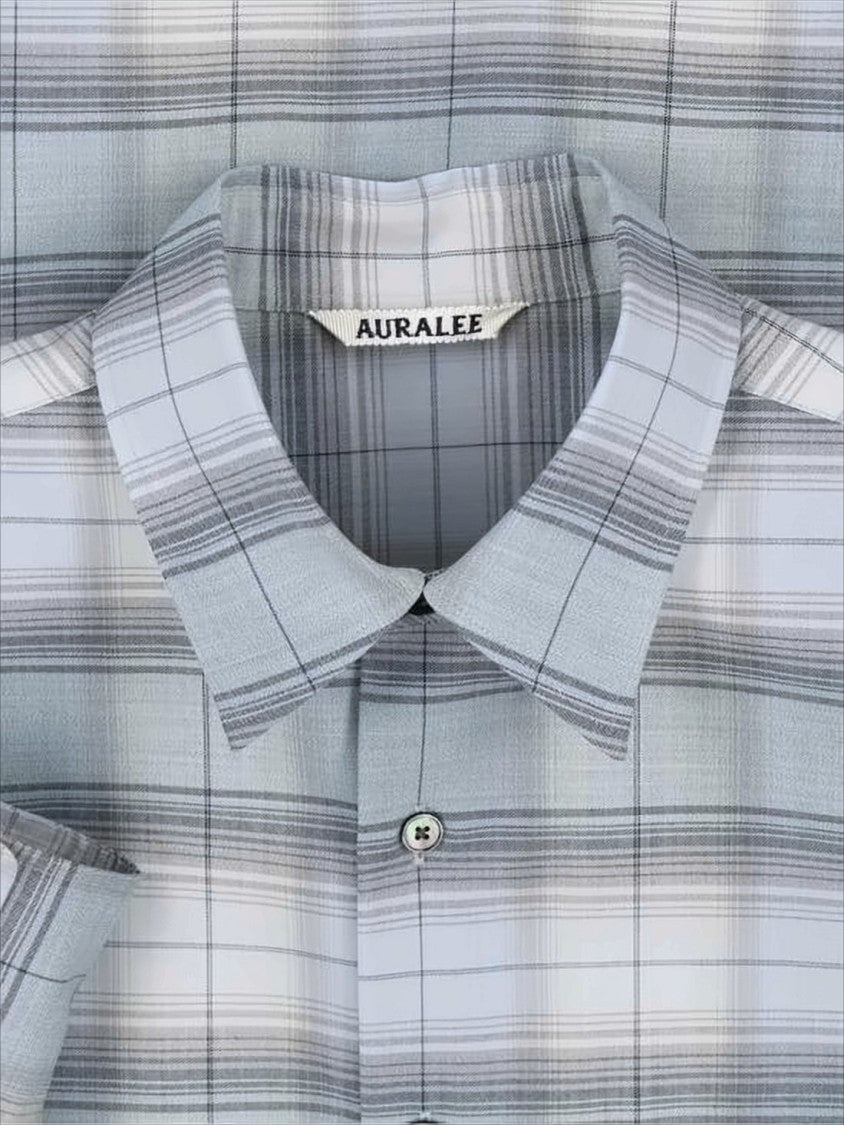 Auralee Plaid Wool Long-Sleeve Shirt