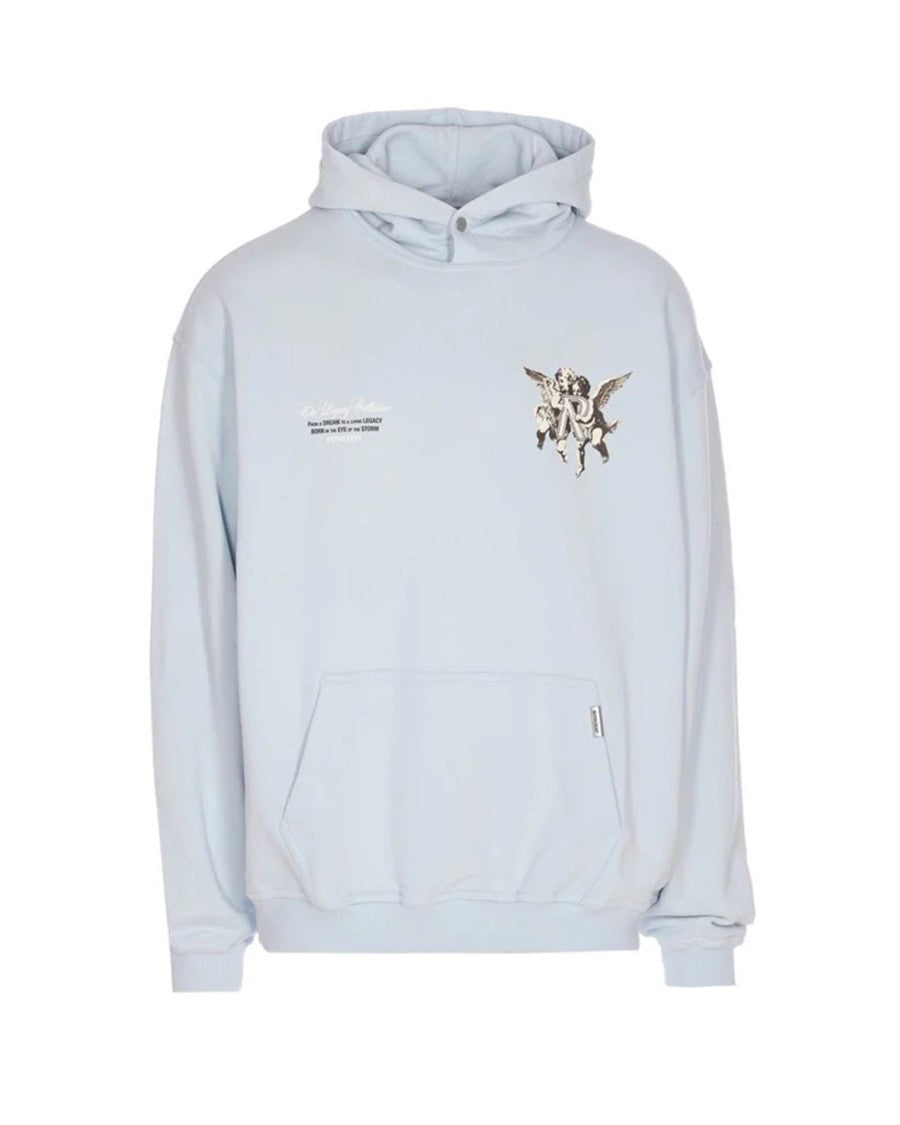 Represent Light Blue Cotton Hoodie With Cherubs Graphic