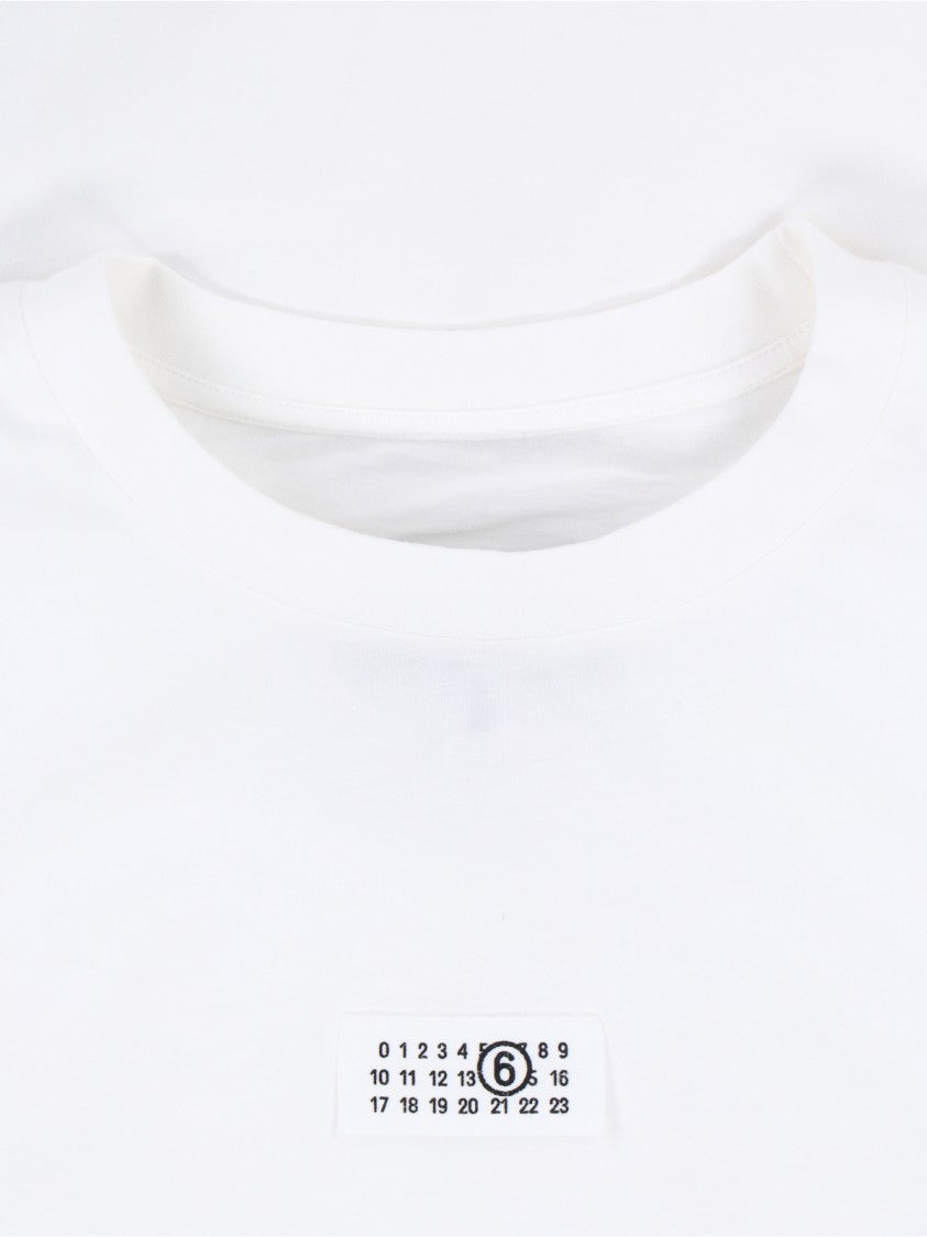 Mm6 By Maison Margiela Relaxed-Fit White T-Shirt With Signature Label