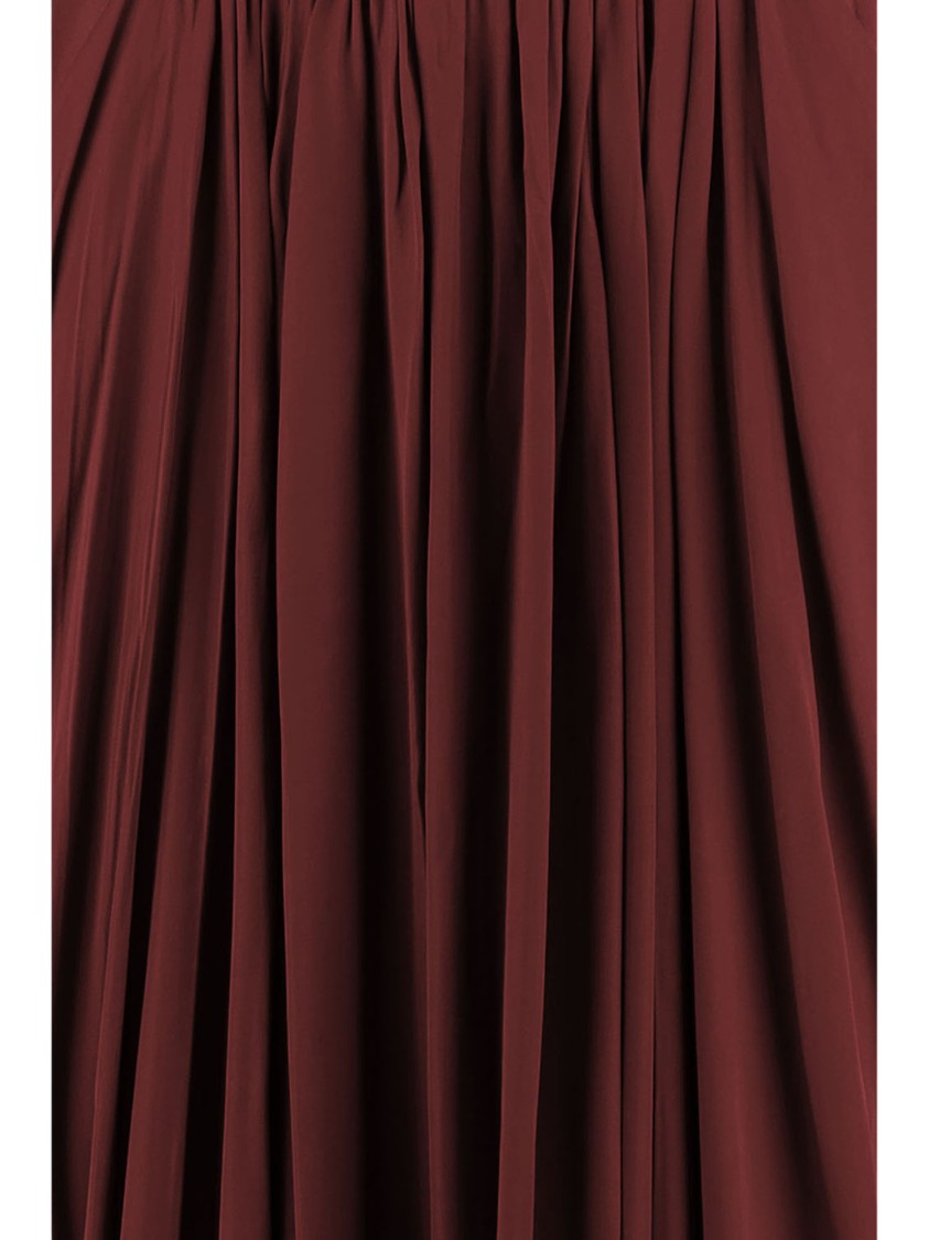 Sa Su Phi Pleated Long Skirt In Dark Burgundy Cotton-Blend