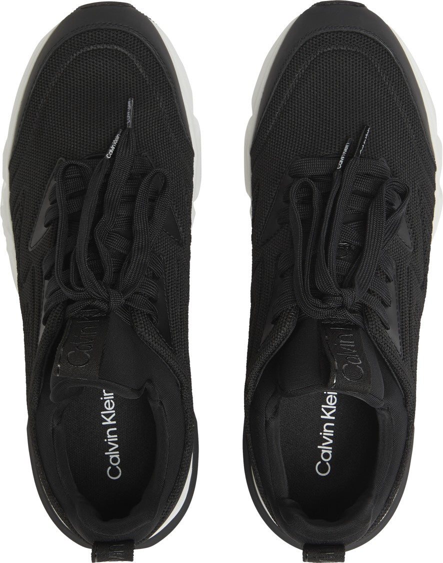 Calvin Klein Black Sneakers With Textured Upper And Rubber Sole