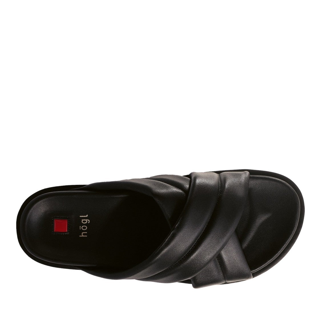 Högl Black Tessa Padded Crisscross Leather Slippers