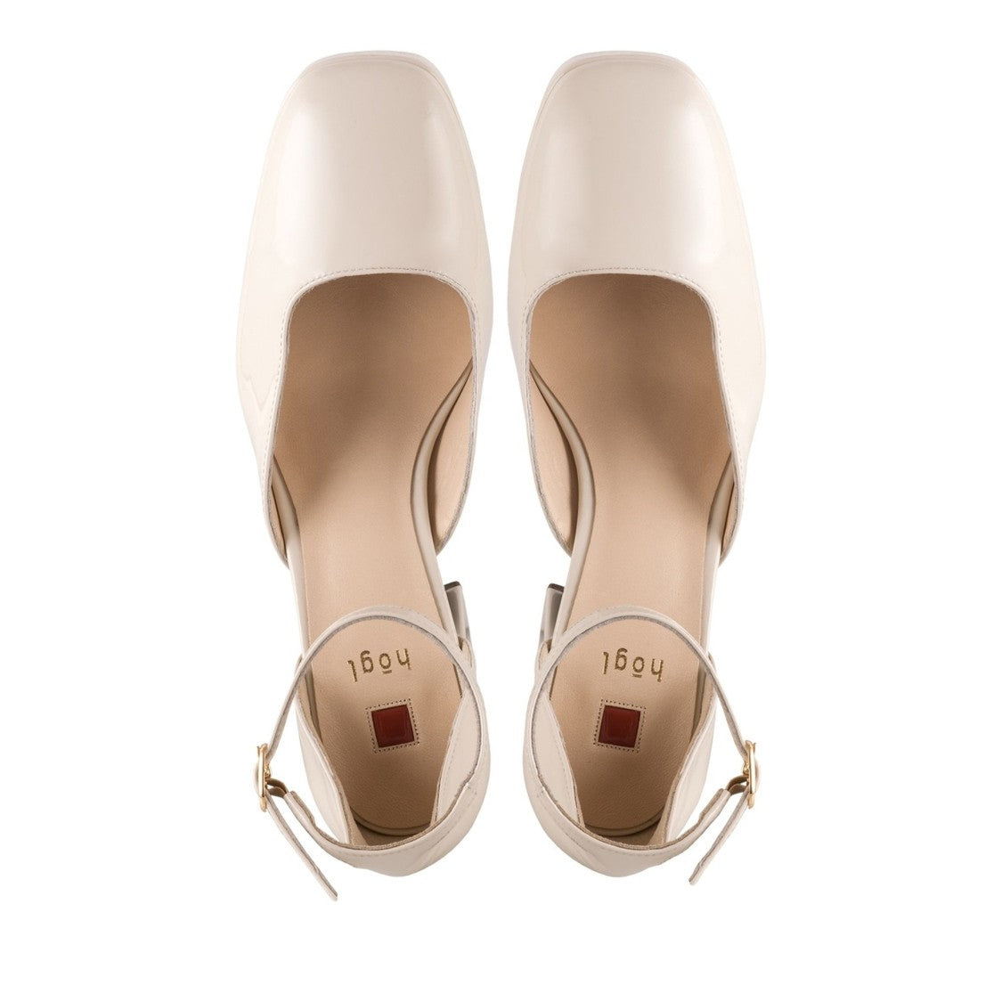 Högl Beige Victoria High Block Heel Patent Leather Pumps