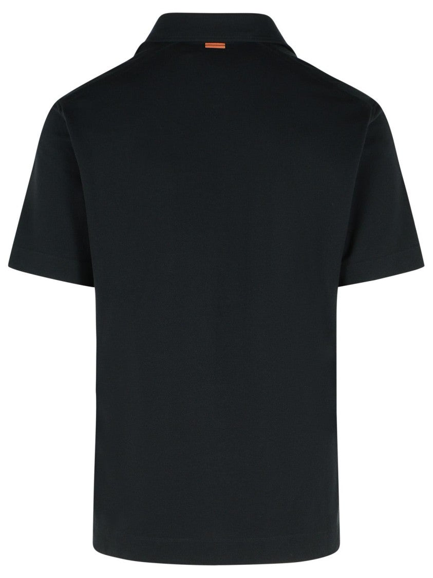 Zegna 'Pure' Black Cotton Polo Shirt