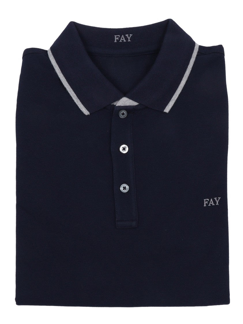 Fay Classic Double Collar Striped Polo Shirt