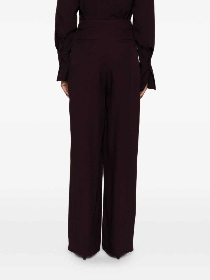 Raquel Diniz Bordeaux Wide-Leg Trousers With High Waist