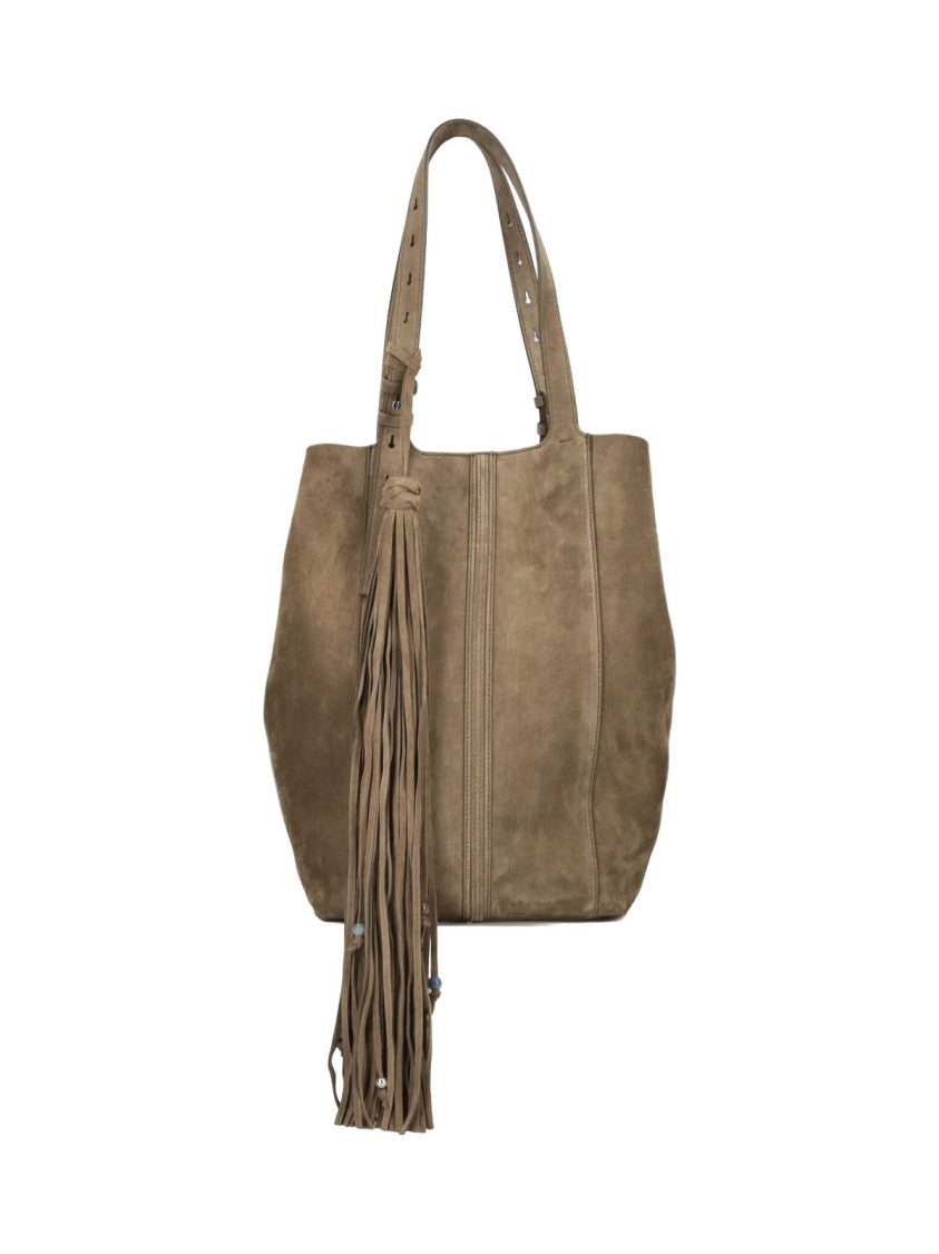 Golden Goose Brown 24/7 Fringed Calf Suede Tote