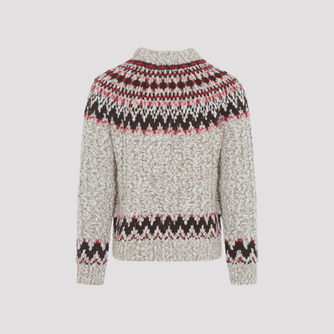Moncler Grenoble Textured Wool Blend Sweater With Geometric Yoke Design