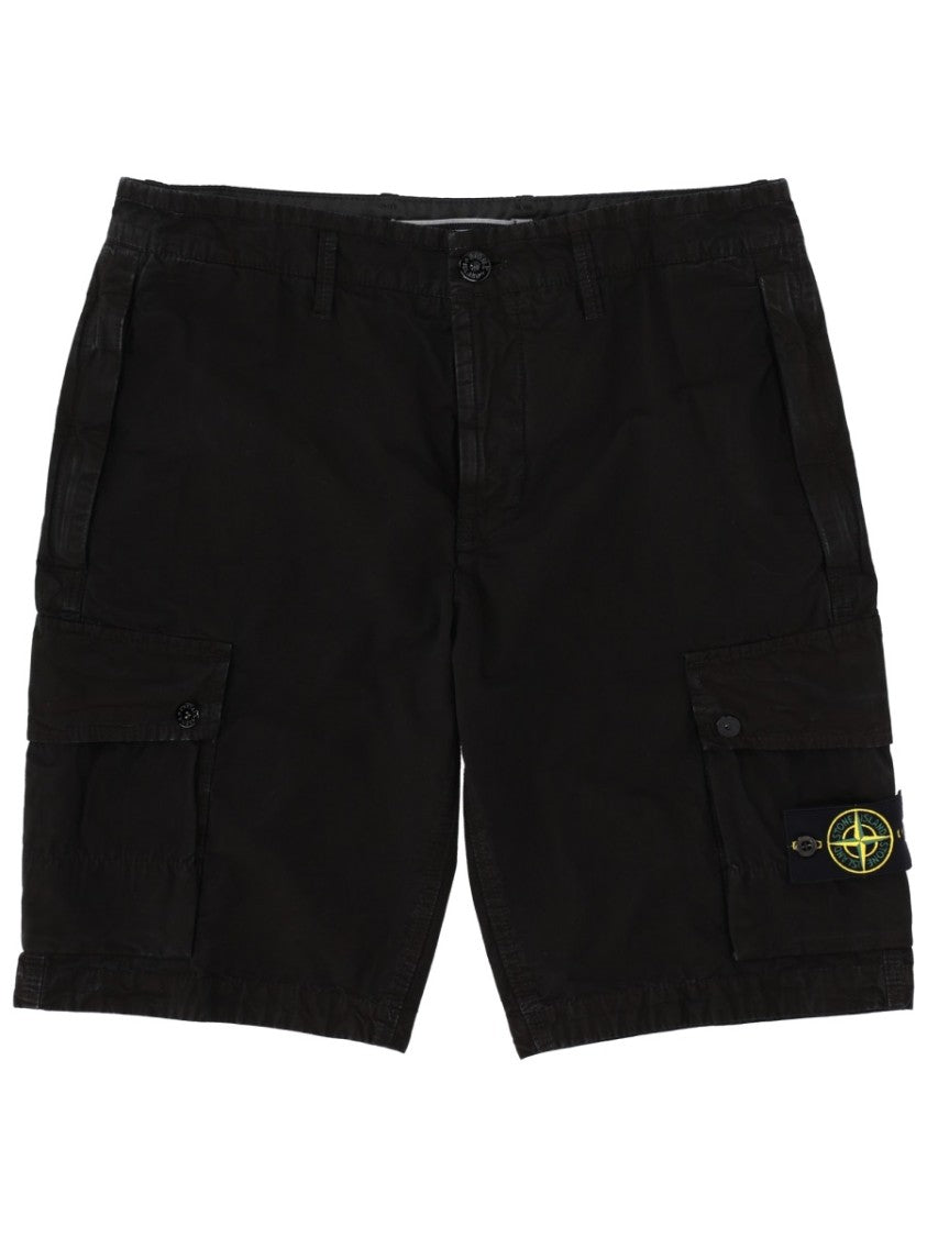 Stone Island Cargo Straight Logo Cotton Shorts