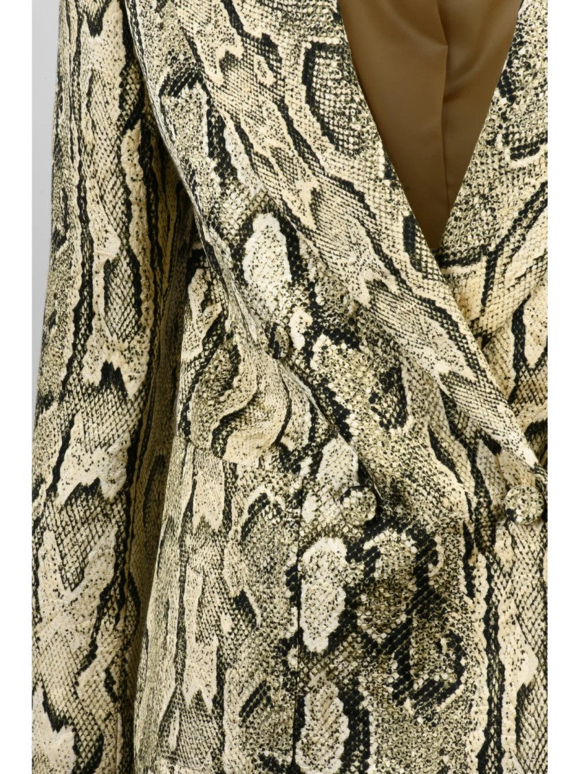 Dries Van Noten Double-Breasted Cream And Black Patterned Jacket