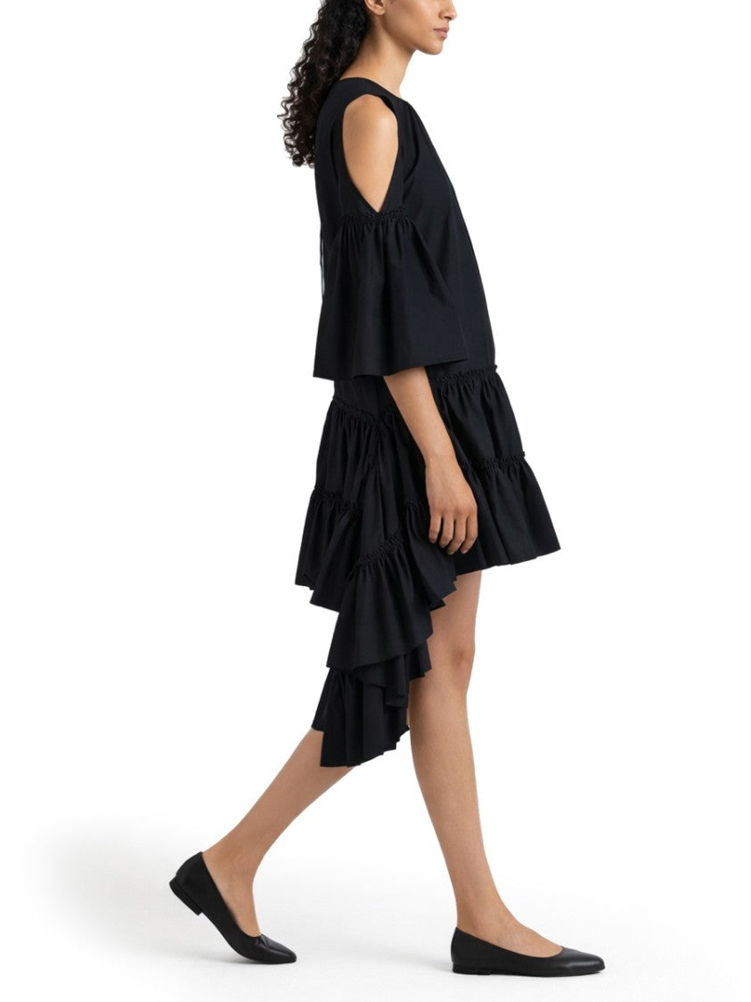 J. W. Anderson A-Line Mini Dress With Cascading Ruffles And Cut-Out Shoulders