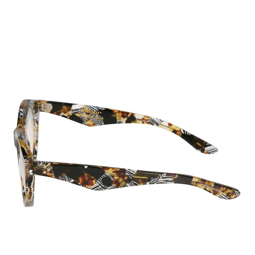 Kador Thick Thick Rounded Eyeglasses With Tortoiseshell And Zebra Pattern