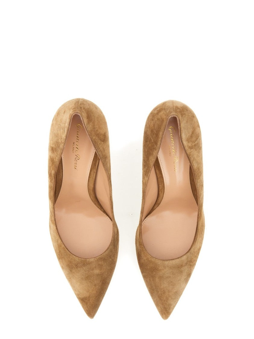 Gianvito Rossi Beige Pointed-Toe Suede Pumps