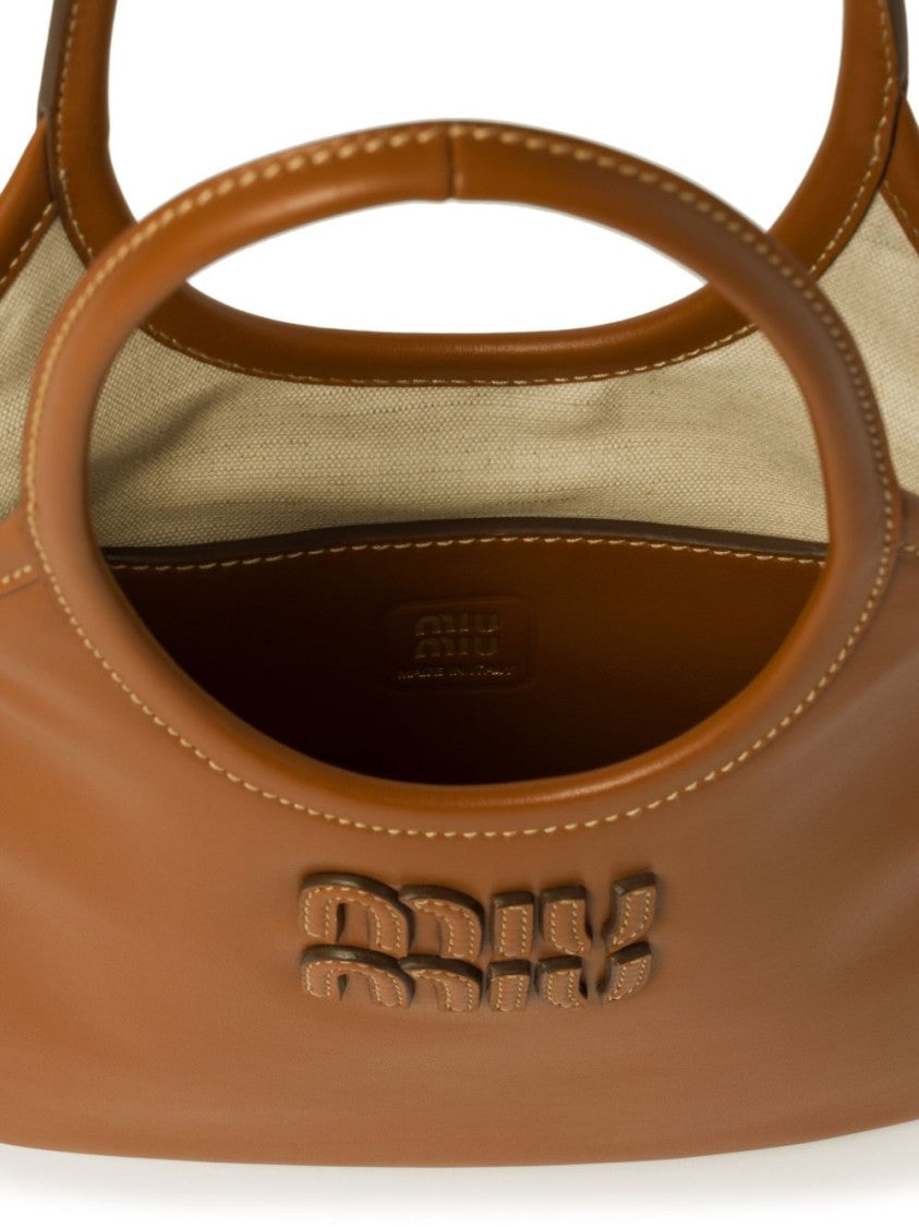 Miu Miu Structured Leather Handbag With Detachable Shoulder Strap