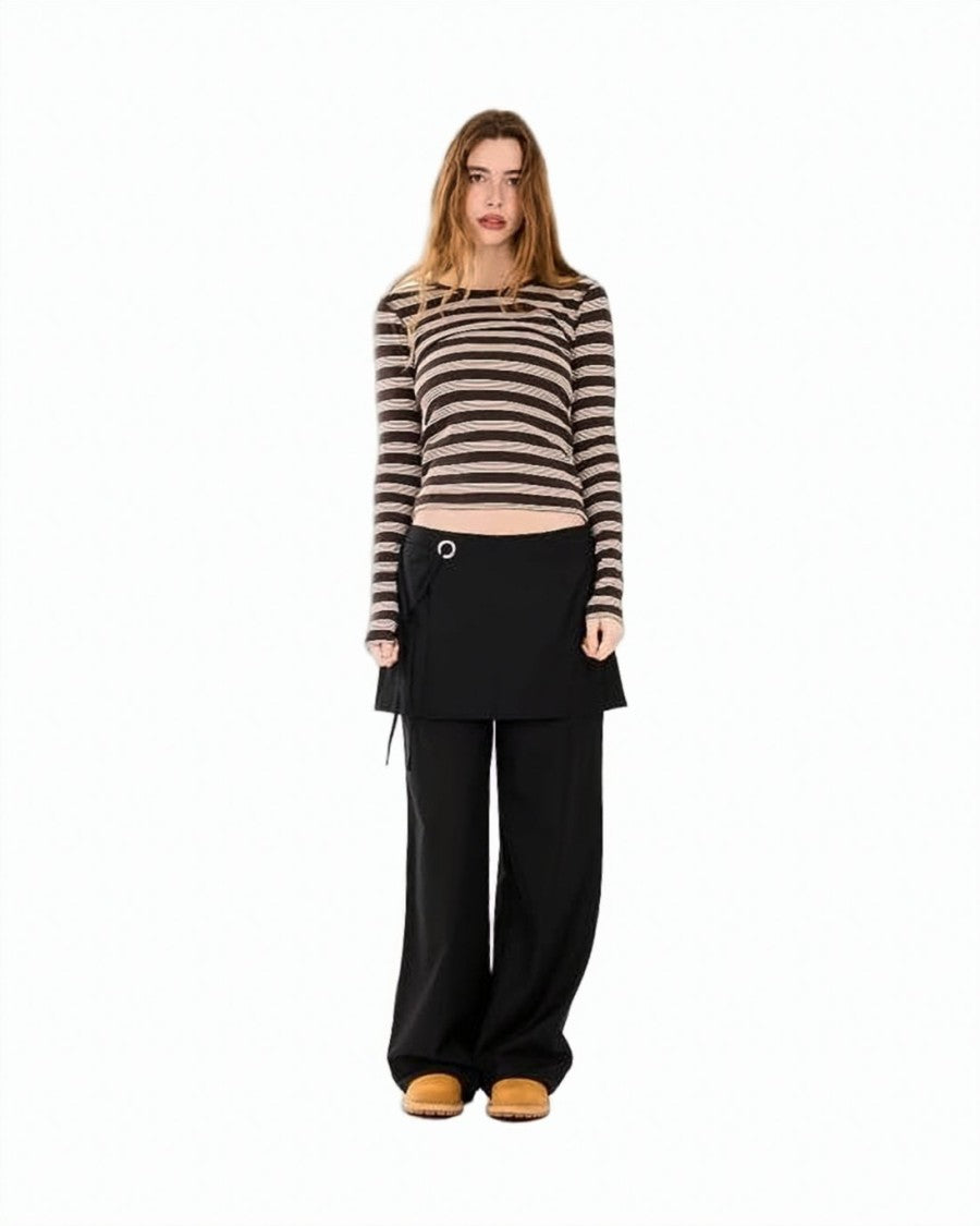 Ganni Fitted Long-Sleeved Top With Horizontal Stripes