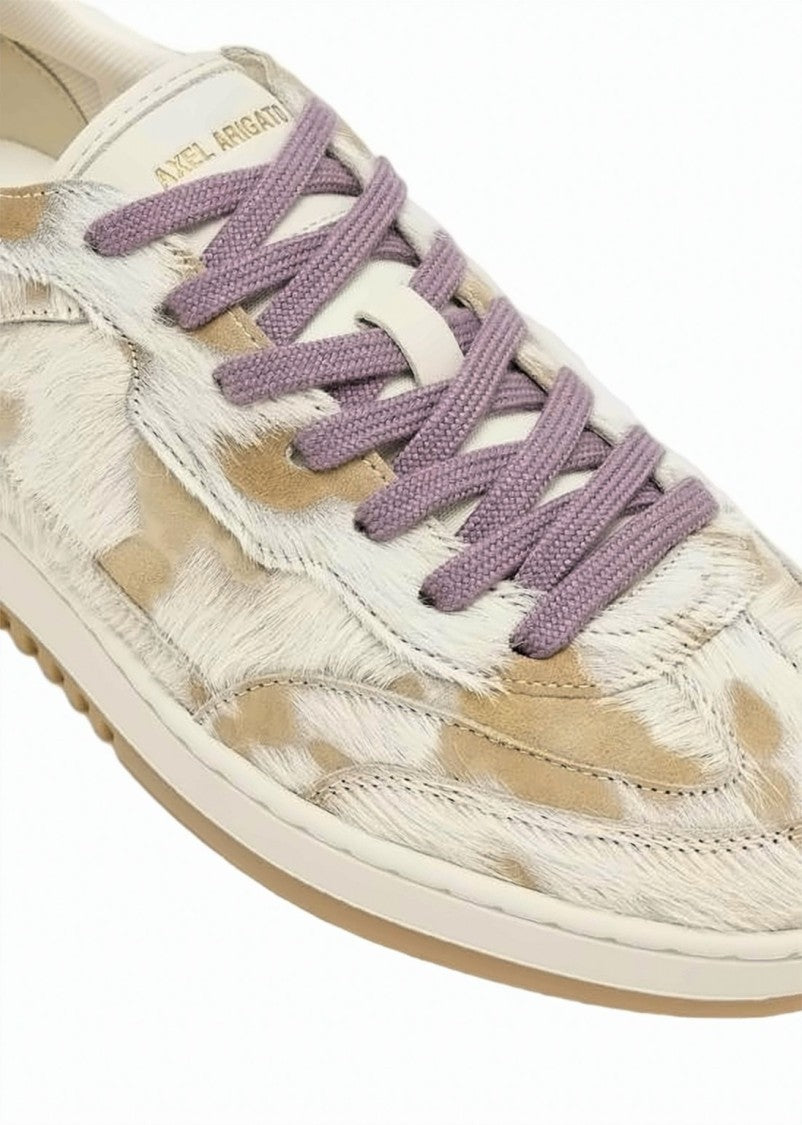 Axel Arigato Textured Low-Top Sneakers With Lilac Laces And Cream Sole