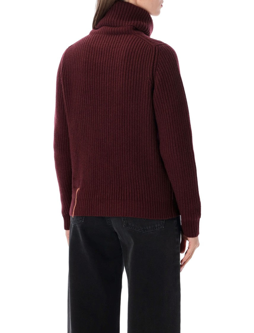 Fortela Boxy Ribbed High Turtleneck Knit Sweater