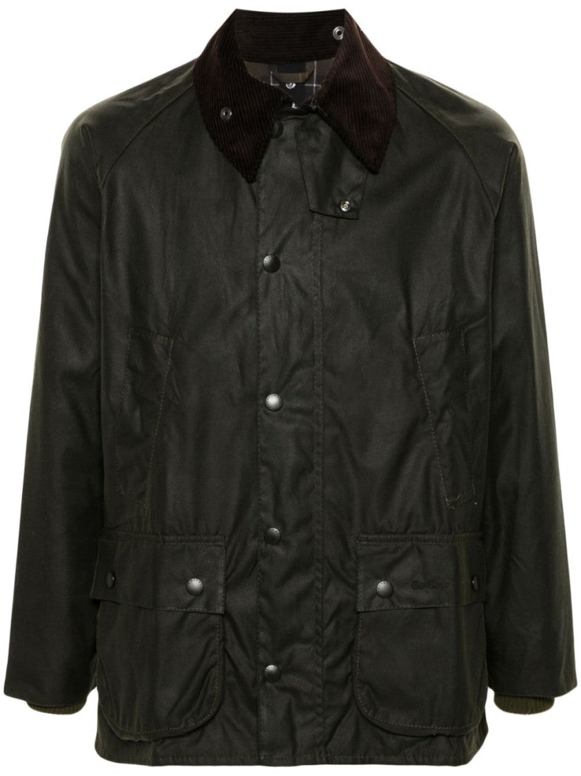 Barbour Dark Green Cotton Jacket With Corduroy Collar
