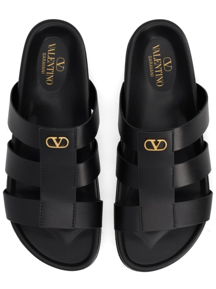 Valentino Garavani Studshield Strappy Leather Slide Sandals
