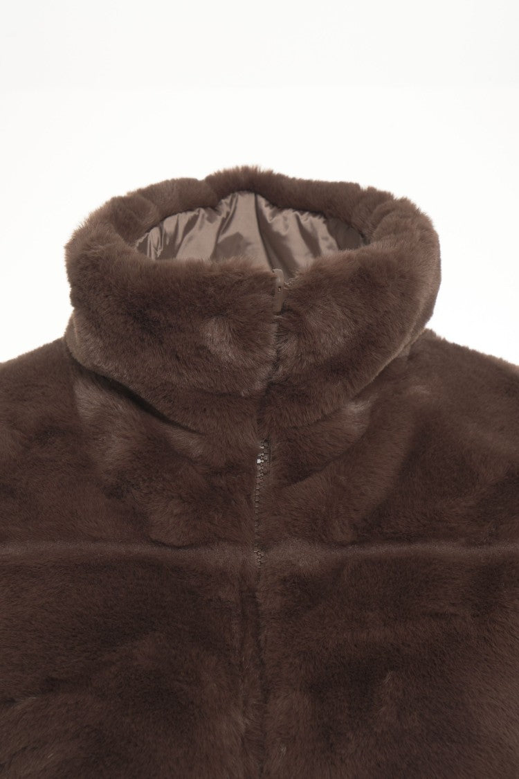 Save The Duck Faux Fur Waistcoat With High Collar And Plumtech Padding