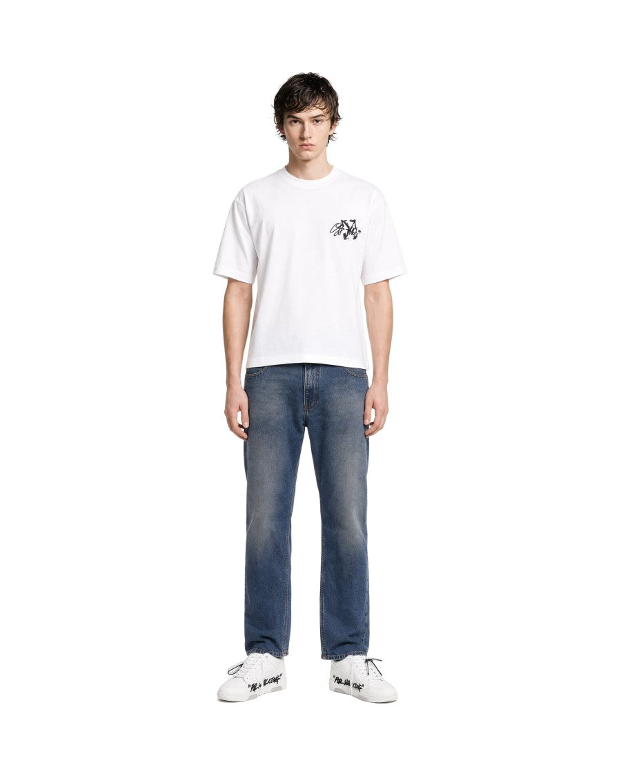 Off-White Cotton Arrows Embroidered T-Shirt