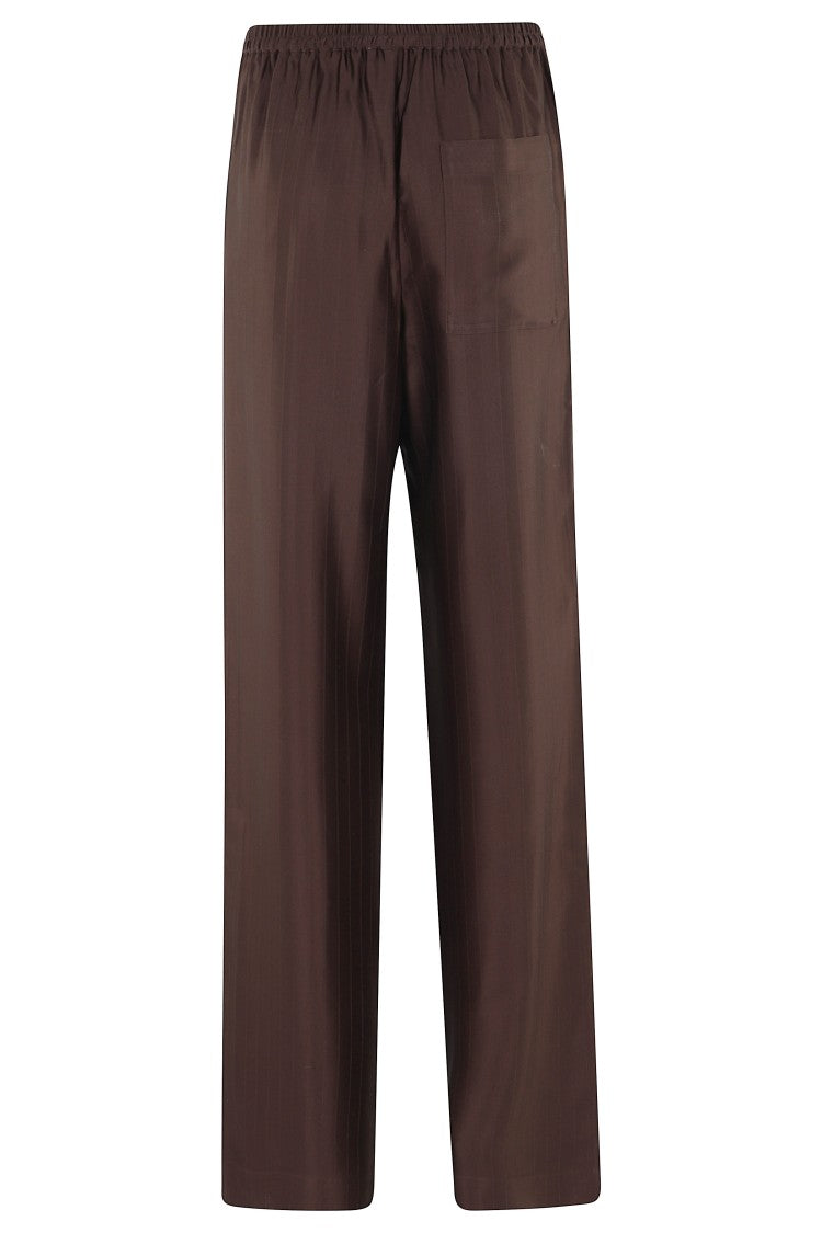 Loulou De Saison Brown Kadala Striped Satin Silk-Blend Straight-Leg Pants