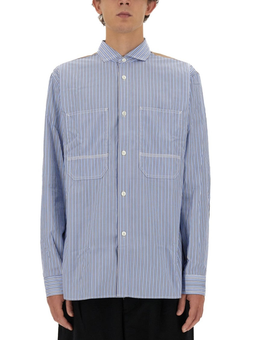 Junya Watanabe Striped Front And Plaid Back Cotton Shirt