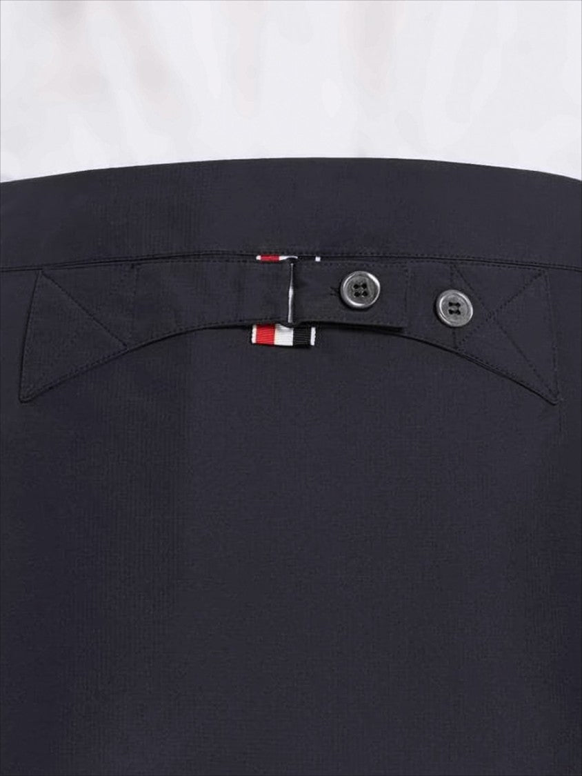 Thom Browne Structured Black Midi Skirt With Contrasting Piping