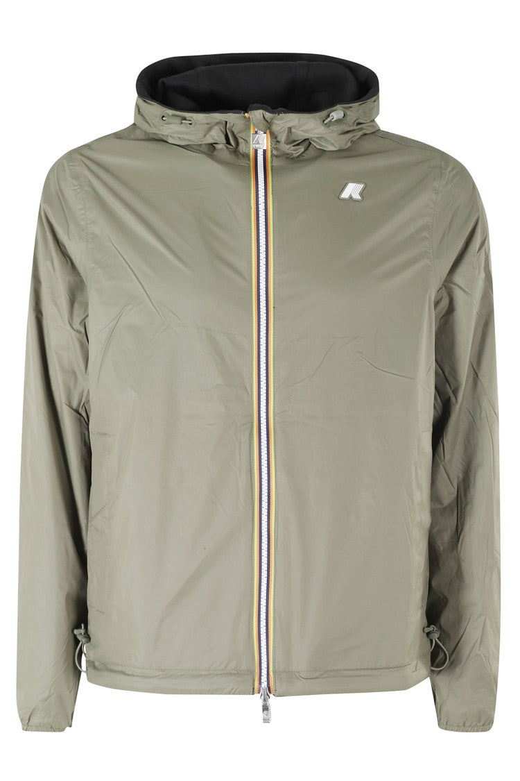 K-Way Black Green Jake Double Interlock Reversible Hooded Cotton Jacket