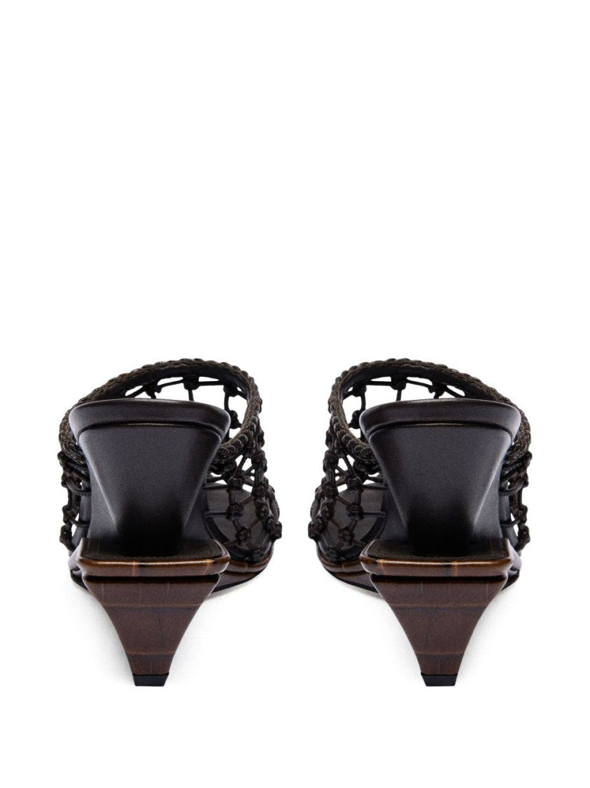 Jacquemus Woven Brown And Black Wedge Sandals