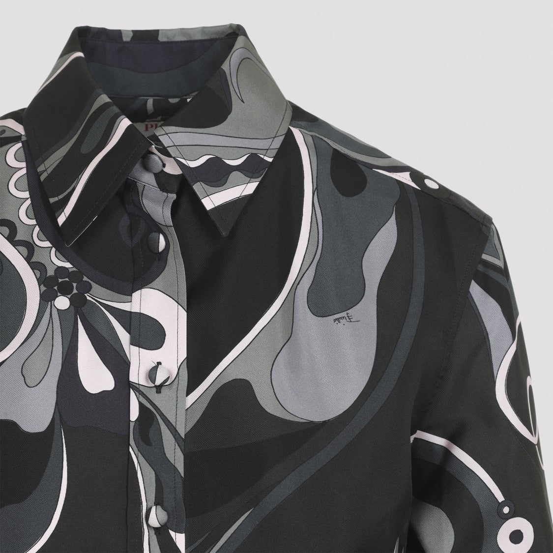 Pucci Boxy Pleated Silk Shirt With Abstract Pattern