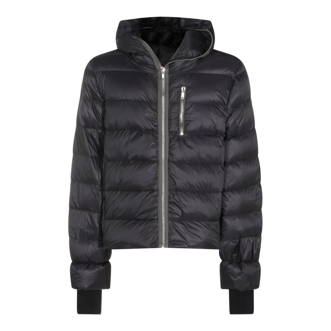 Rick Owens Padded Quilted Down Jacket With Hood And Zippered Pockets