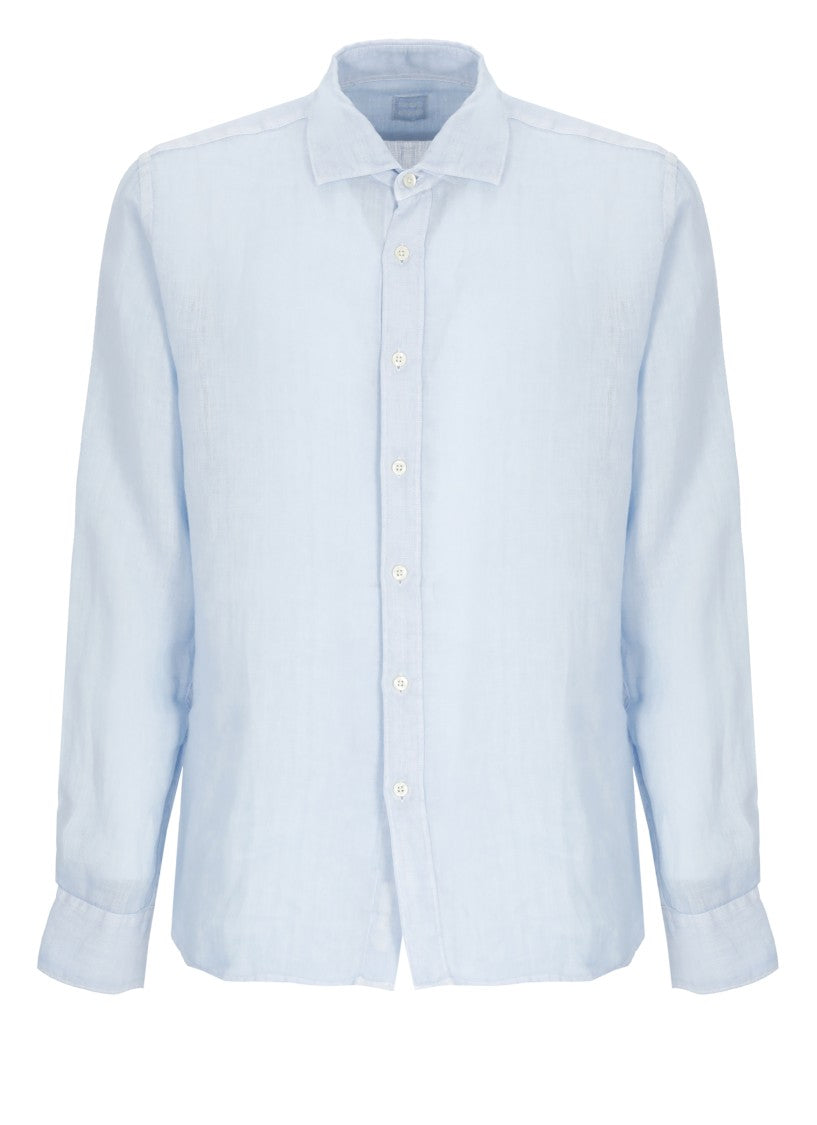 120% Lino Light Blue Cotton Casual Shirt