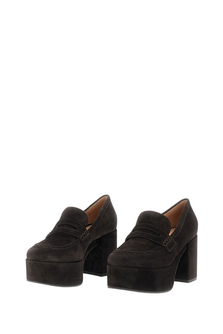 Gianvito Rossi Brown Suede Jenna Wedge Loafers