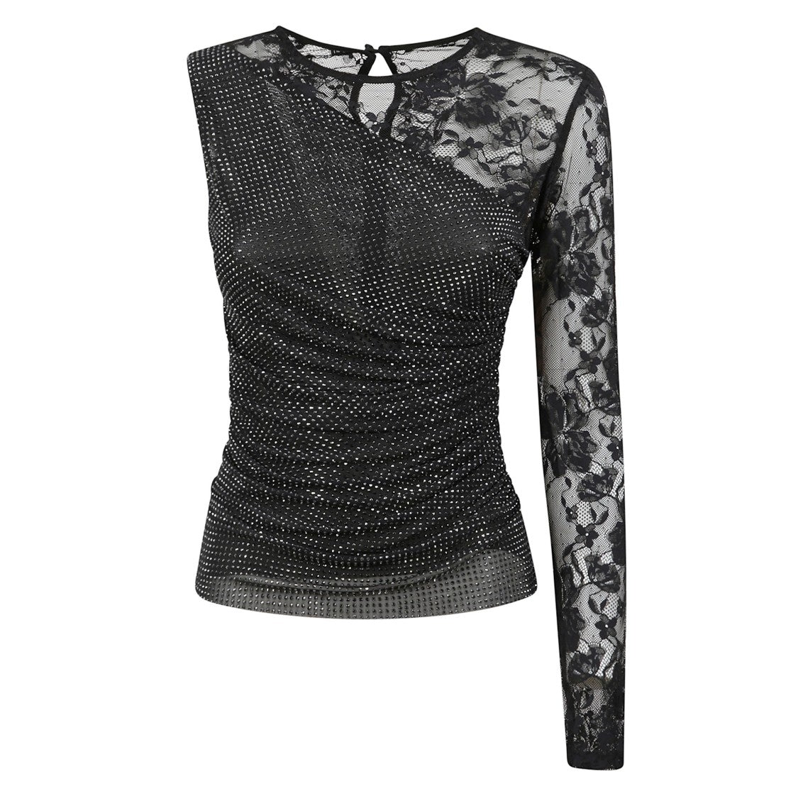 Self-Portrait Fitted Top With Lace Sleeve